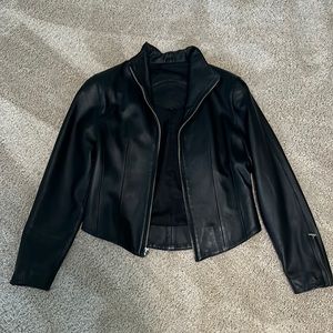 Black fitted leather jacket